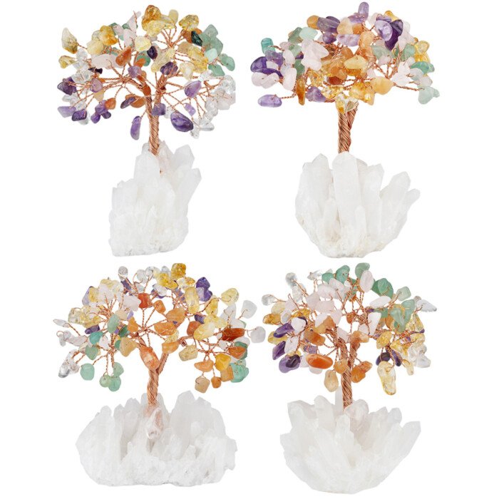 Crystal Wish – making Tree with White Crystal Cluster Base (Life Tree) – Help you be keenly perceptive in competition