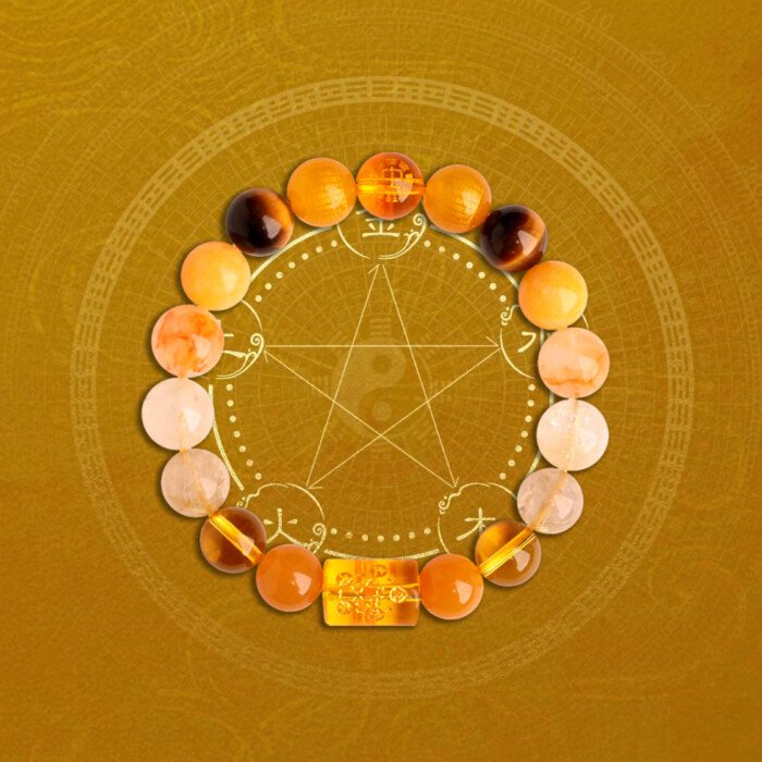 Five elements lack of earth to make up for the earth Five Roads God of Wealth Heart Sutra Bracelet