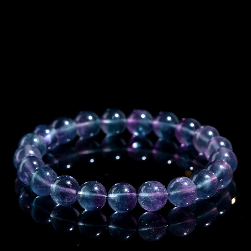 Mysterious Natural two – color fluorite round bead bracelet