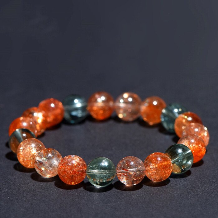 Natural beryl 5A grade symbiotic Arusha round bead bracelet