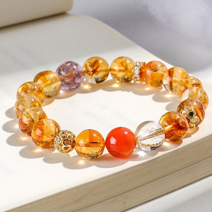Yellow Pagoda Crystal South Red Crystal Beaded Bracelet
