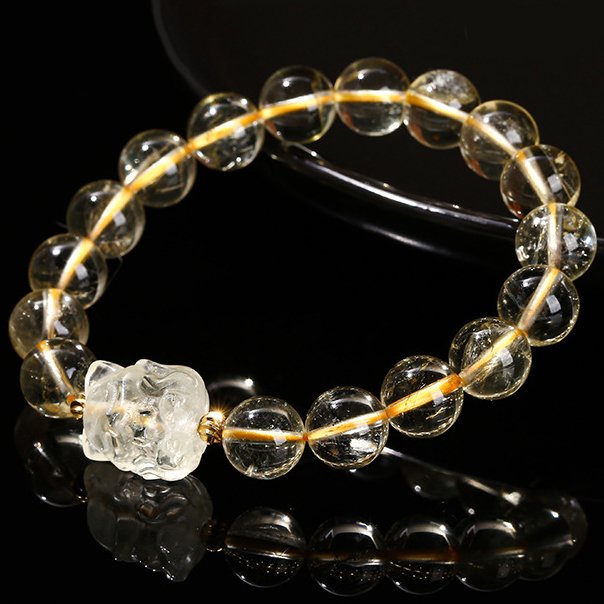 Natural lemon crystal nine-tailed fox bracelet - taoistcrystal.com Natural lemon crystal nine-tailed fox bracelet