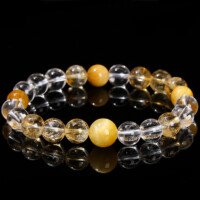 Natural Yellow and White Crystal Tiger Eye Stone Bracelet