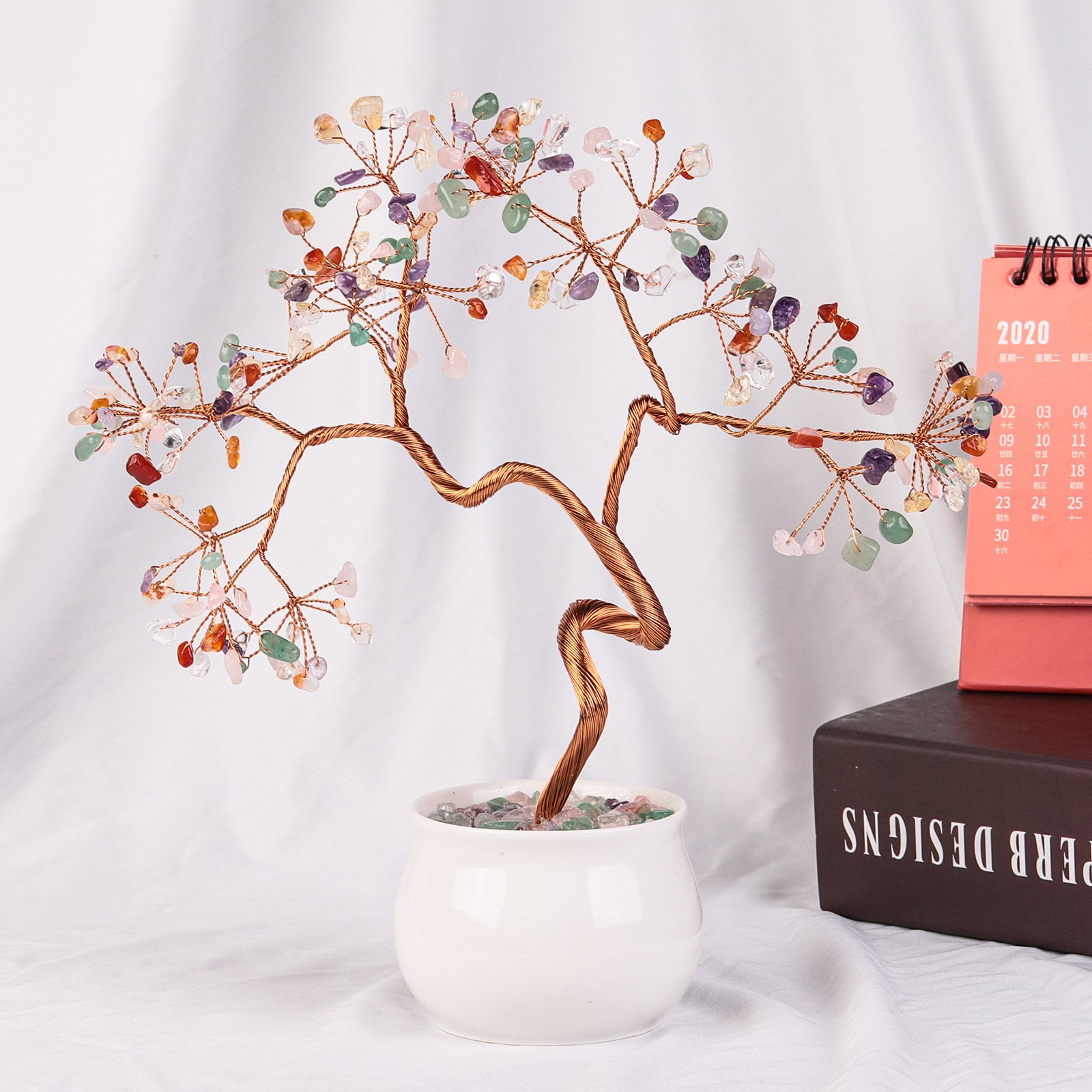 Natural crystal life tree with a white ceramic flower pot base – Stimulate enthusiasm and add vitality to life - taoistcrystal.com Natural crystal life tree with a white ceramic flower pot base – Stimulate enthusiasm and add vitality to life