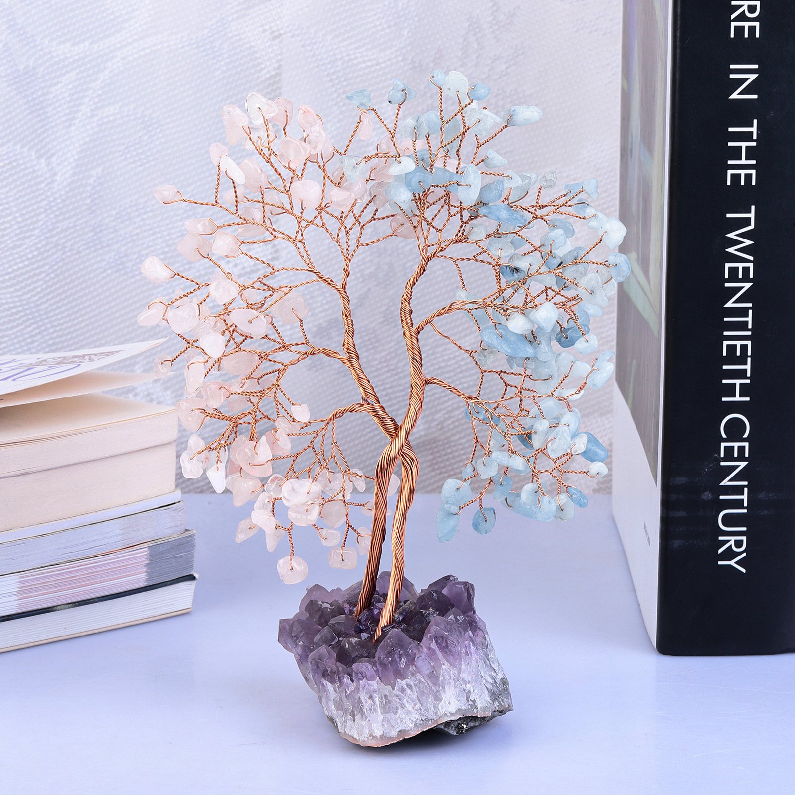 Crystal Unity Tree with Natural Amethyst Raw Ore Base – Make wishes that gather powerful energy and come true - taoistcrystal.com Crystal Unity Tree with Natural Amethyst Raw Ore Base – Make wishes that gather powerful energy and come true