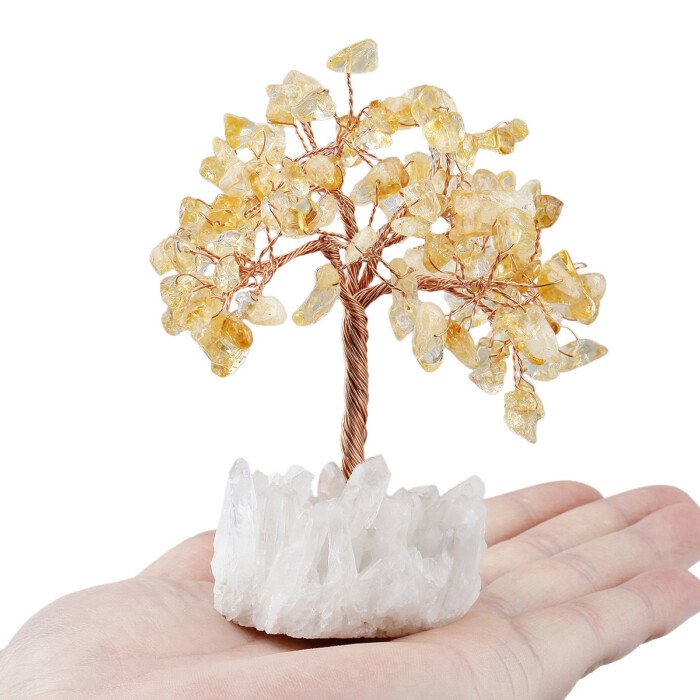 Crystal Wish – making Tree with White Crystal Cluster Base (Life Tree) – Help you be keenly perceptive in competition