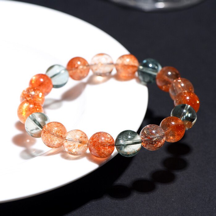 Natural beryl 5A grade symbiotic Arusha round bead bracelet