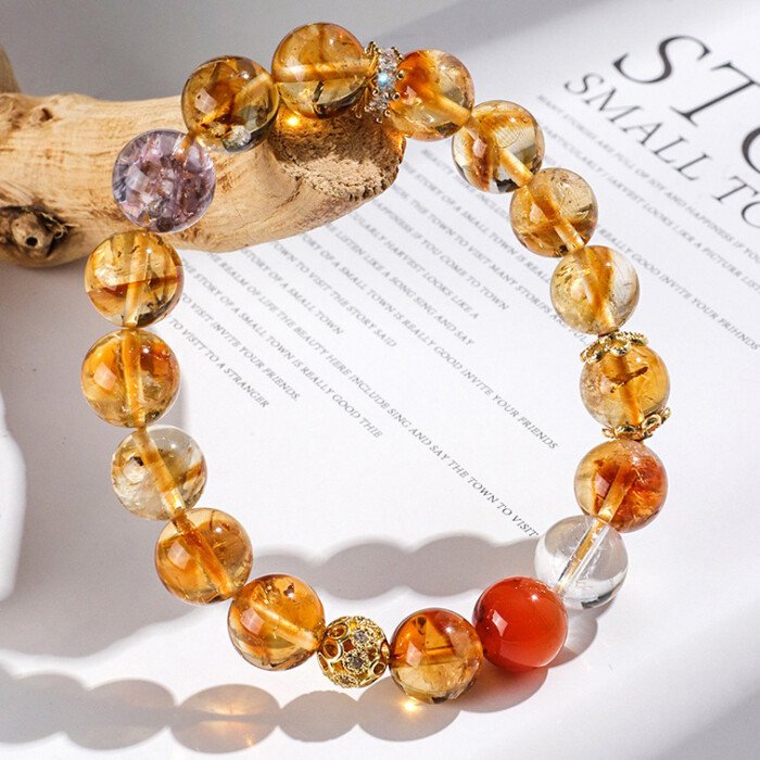 Yellow Pagoda Crystal South Red Crystal Beaded Bracelet