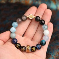 Multi-treasure natural crystal bracelet of the Four Sacred Beasts for supplementing the wood element in the five elements theory, protecting safety and bringing good fortune. It is suitable for those who lack and are in favor of the wood element.