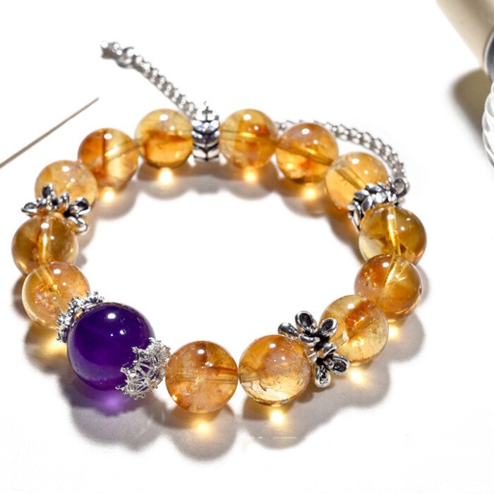Yellow Asai Amethyst Fine Setting Design Small Fragrance Bracelet