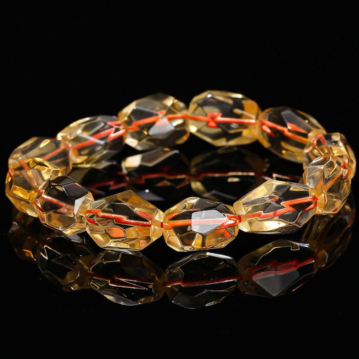7A natural faceted citrine freeform bracelet.
