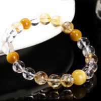 Natural Yellow and White Crystal Tiger Eye Stone Bracelet