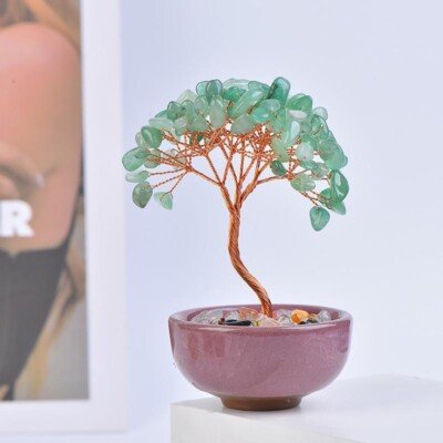 Natural Crystal Tree Potted Plant (Money – Attracting and Fortune – Gathering Basin Decoration) – Balance the energy field in the space effectively