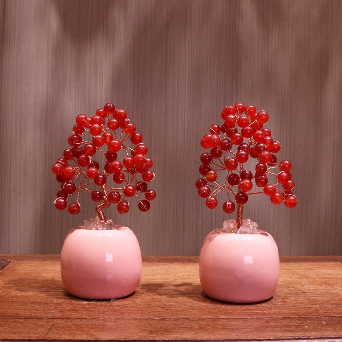Natural Red Agate Crystal Life Tree Decoration – Enhance personal leadership presence in the workplace