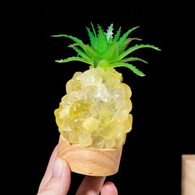 Natural Yellow Crystal Gravel Pineapple Night Light (USB – powered Crystal Ambient Night Light Decoration)