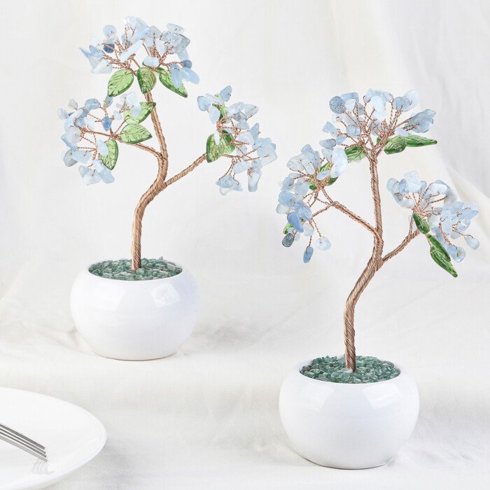 Creative money – making crystal tree with Czech glass leaves, paired with a ceramic flower pot base – Inspire creativity and enliven your thinking