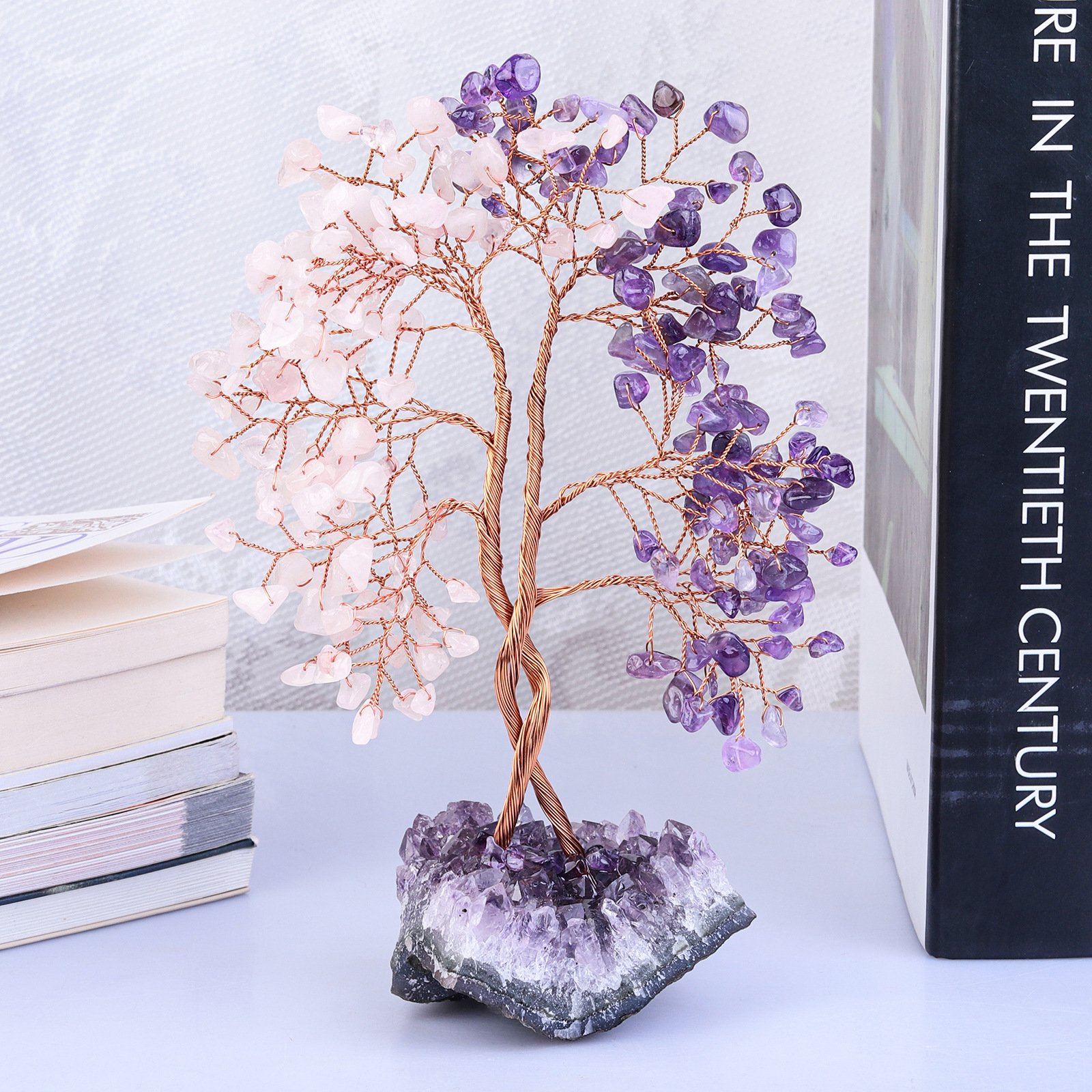 Crystal Unity Tree with Natural Amethyst Raw Ore Base – Make wishes that gather powerful energy and come true - taoistcrystal.com Crystal Unity Tree with Natural Amethyst Raw Ore Base – Make wishes that gather powerful energy and come true