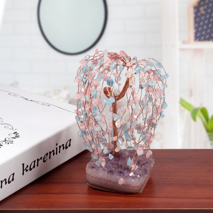 Natural Irregular Amethyst Ore Base Weeping Willow Crystal Tree – Endow you with the charm for socializing with ease