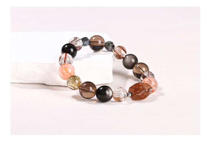 7A natural black gold Super Seven multi-circle bracelet.
