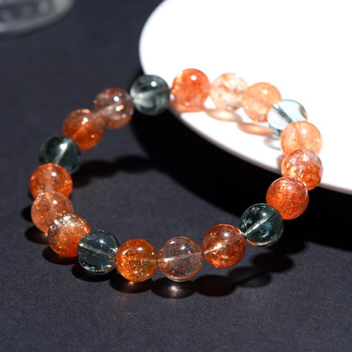 Natural beryl 5A grade symbiotic Arusha round bead bracelet