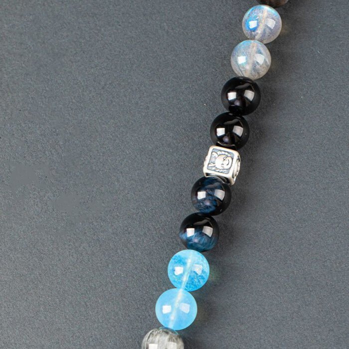 The twelve Chinese zodiac bracelets made of natural crystals such as obsidian and aquamarine that can supplement the element of water in the five elements theory.