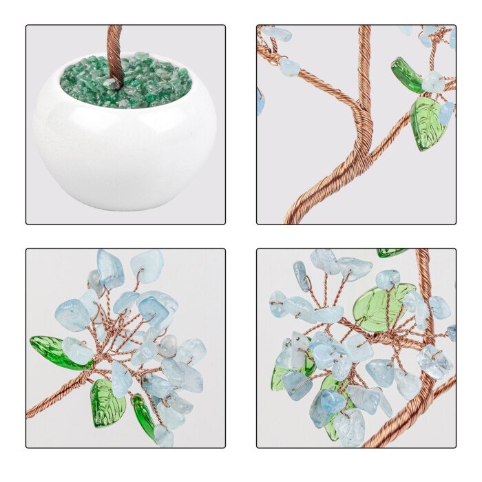 Creative money – making crystal tree with Czech glass leaves, paired with a ceramic flower pot base – Inspire creativity and enliven your thinking