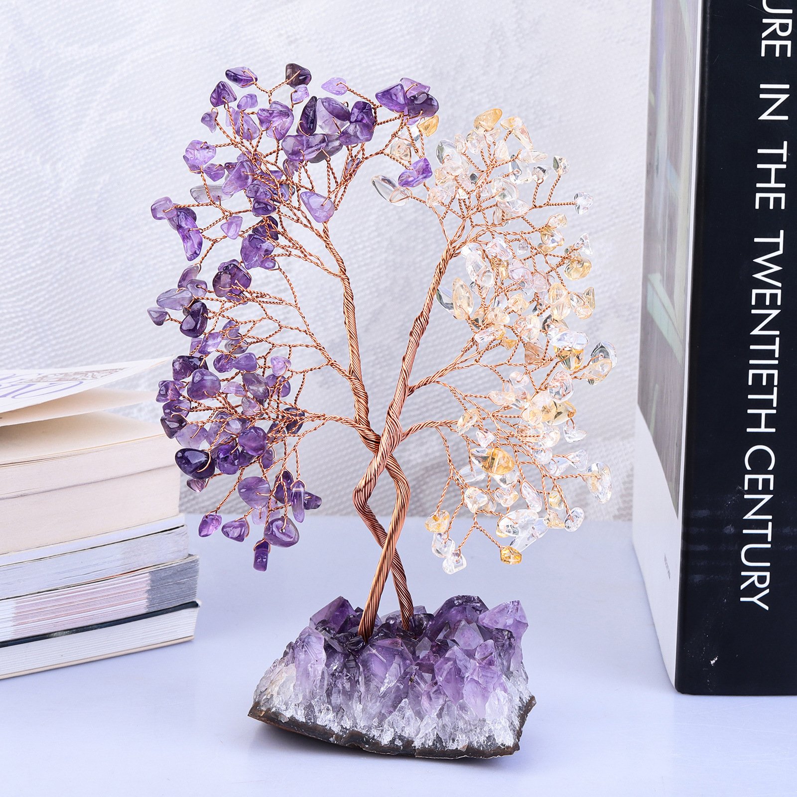 Crystal Unity Tree with Natural Amethyst Raw Ore Base – Make wishes that gather powerful energy and come true - taoistcrystal.com Crystal Unity Tree with Natural Amethyst Raw Ore Base – Make wishes that gather powerful energy and come true