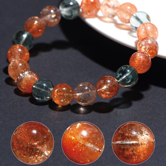 Natural beryl 5A grade symbiotic Arusha round bead bracelet