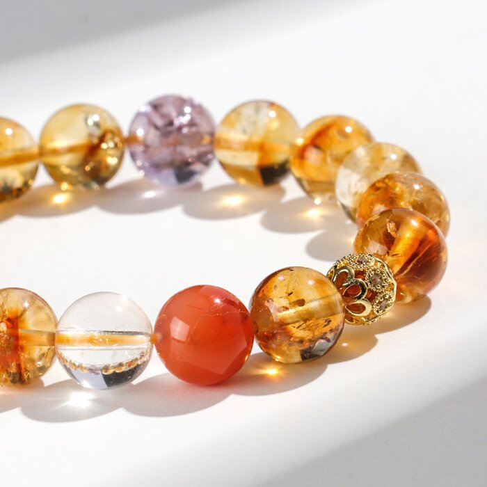 Yellow Pagoda Crystal South Red Crystal Beaded Bracelet