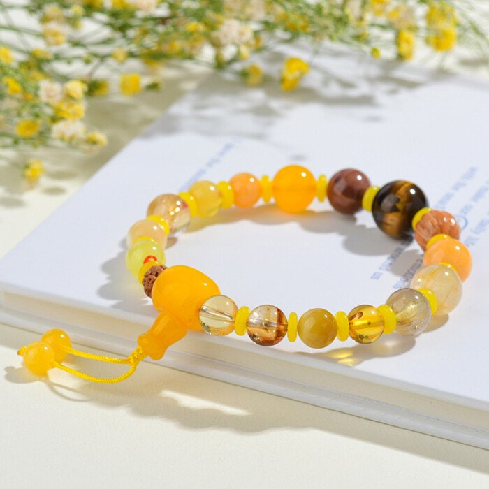 Natural Citrine and Tiger’s eye Beaded Bracelet with a Sense of Design