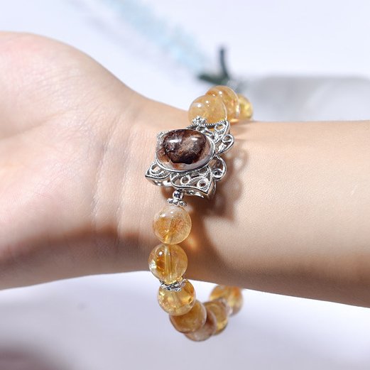 Natural Yellow Asiatic Crystals Butterfly Bracelet with Micro Settings - taoistcrystal.com Natural Yellow Asiatic Crystals Butterfly Bracelet with Micro Settings