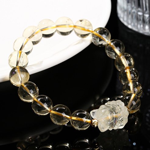 Natural lemon crystal nine-tailed fox bracelet - taoistcrystal.com Natural lemon crystal nine-tailed fox bracelet