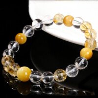 Natural Yellow and White Crystal Tiger Eye Stone Bracelet