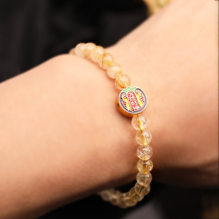 Natural golden rutilated quartz “full of gold and silver” bracelet.