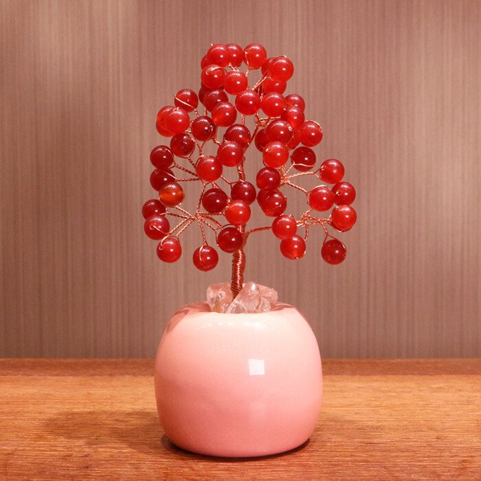 Natural Red Agate Crystal Life Tree Decoration – Enhance personal leadership presence in the workplace