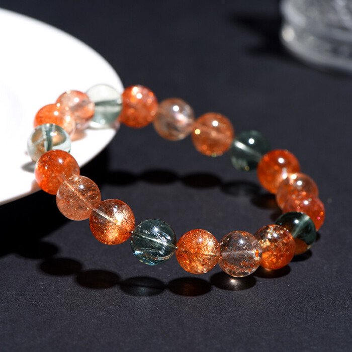 Natural beryl 5A grade symbiotic Arusha round bead bracelet