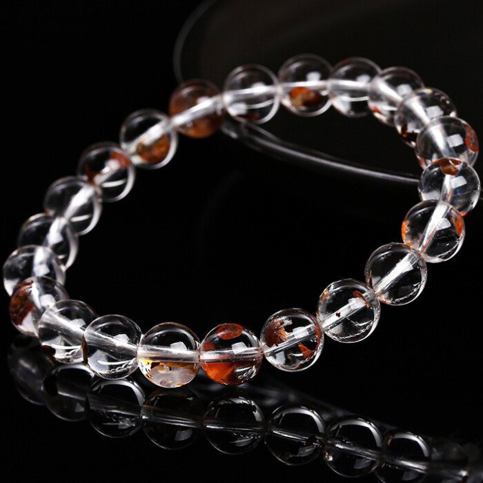 Natural red clay skeleton spirit quartz bracelet.
