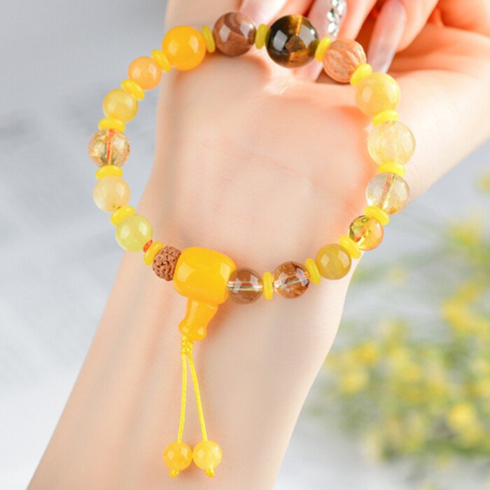 Natural Citrine and Tiger’s eye Beaded Bracelet with a Sense of Design