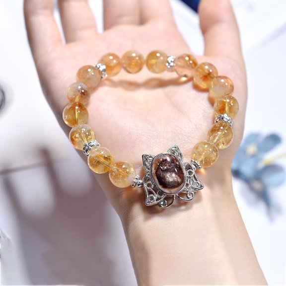 Natural Yellow Asiatic Crystals Butterfly Bracelet with Micro Settings - taoistcrystal.com Natural Yellow Asiatic Crystals Butterfly Bracelet with Micro Settings