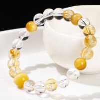 Natural Yellow and White Crystal Tiger Eye Stone Bracelet