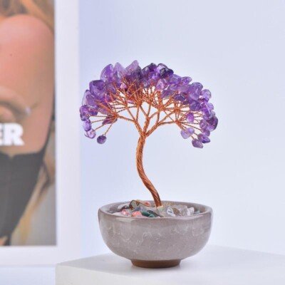 Natural Crystal Tree Potted Plant (Money – Attracting and Fortune – Gathering Basin Decoration) – Balance the energy field in the space effectively