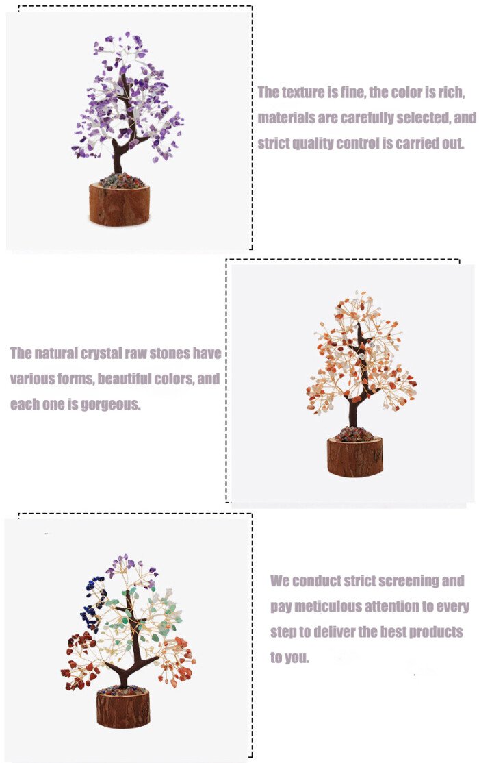 Natural Multicolored Crystal Life Tree with Log Base – Bring stable wealth fortune