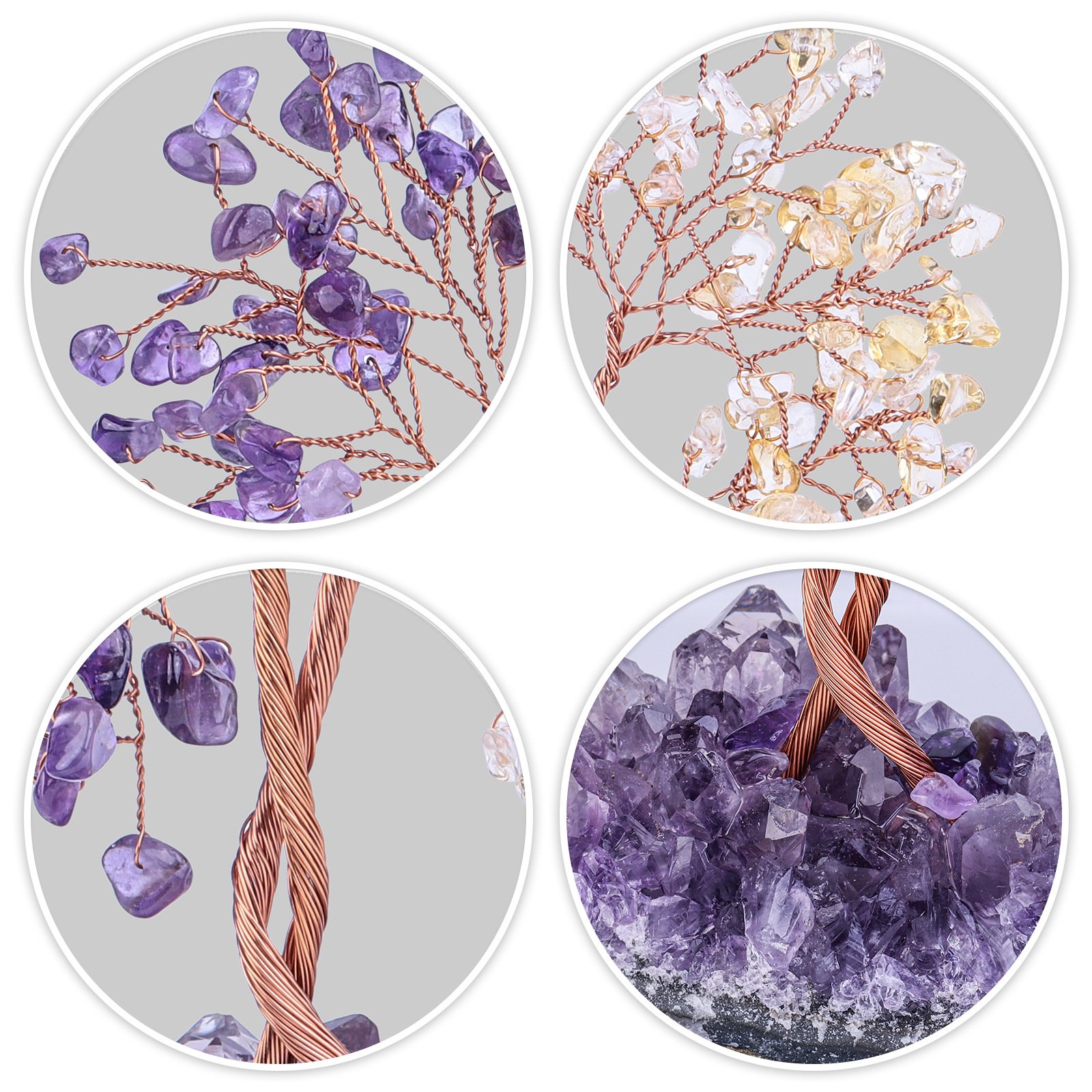 Crystal Unity Tree with Natural Amethyst Raw Ore Base – Make wishes that gather powerful energy and come true - taoistcrystal.com Crystal Unity Tree with Natural Amethyst Raw Ore Base – Make wishes that gather powerful energy and come true
