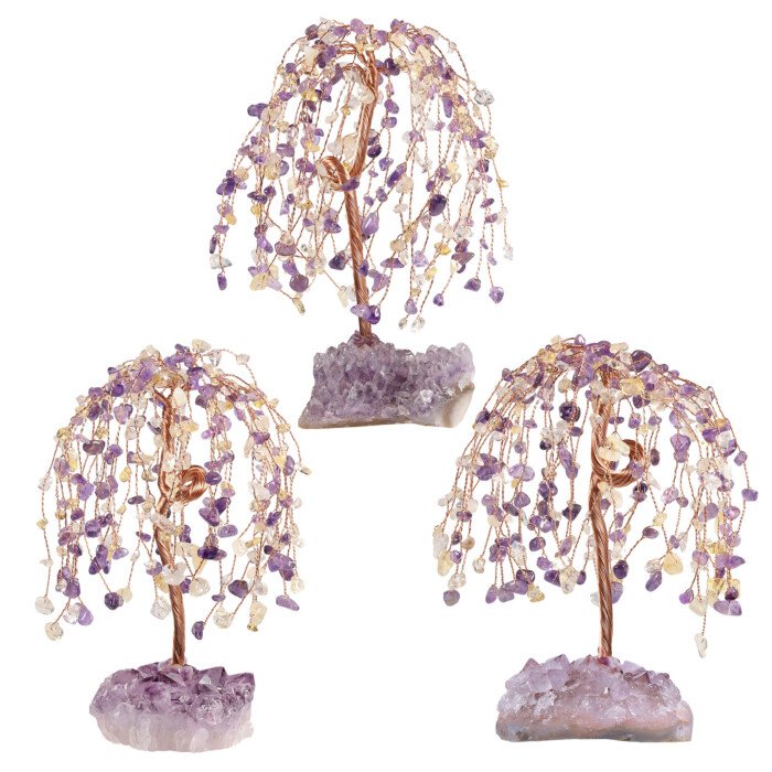 Natural Irregular Amethyst Ore Base Weeping Willow Crystal Tree – Endow you with the charm for socializing with ease