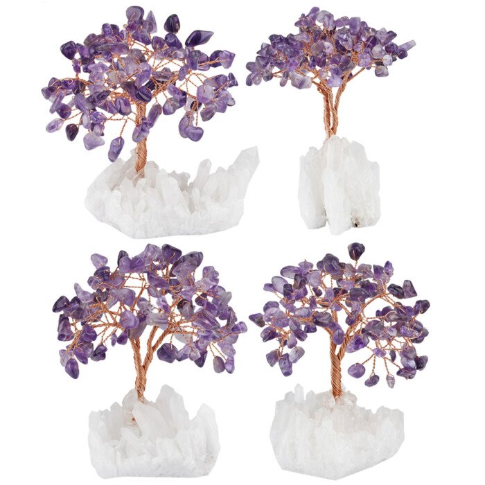 Crystal Wish – making Tree with White Crystal Cluster Base (Life Tree) – Help you be keenly perceptive in competition