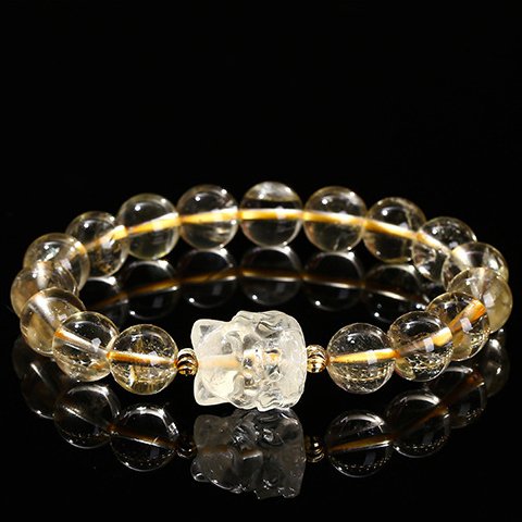 Natural lemon crystal nine-tailed fox bracelet - taoistcrystal.com Natural lemon crystal nine-tailed fox bracelet