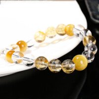 Natural Yellow and White Crystal Tiger Eye Stone Bracelet