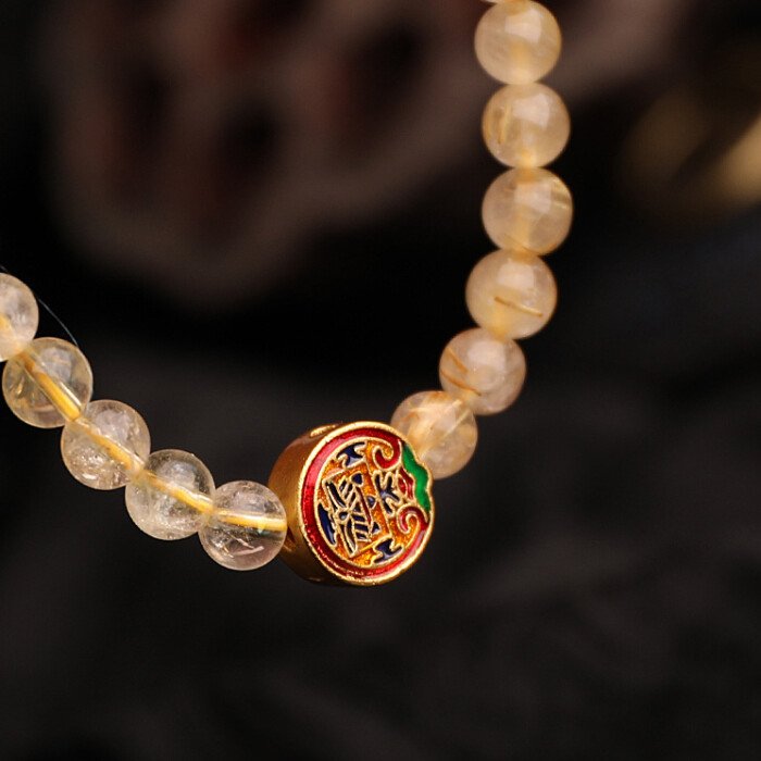 Natural golden rutilated quartz “full of gold and silver” bracelet.