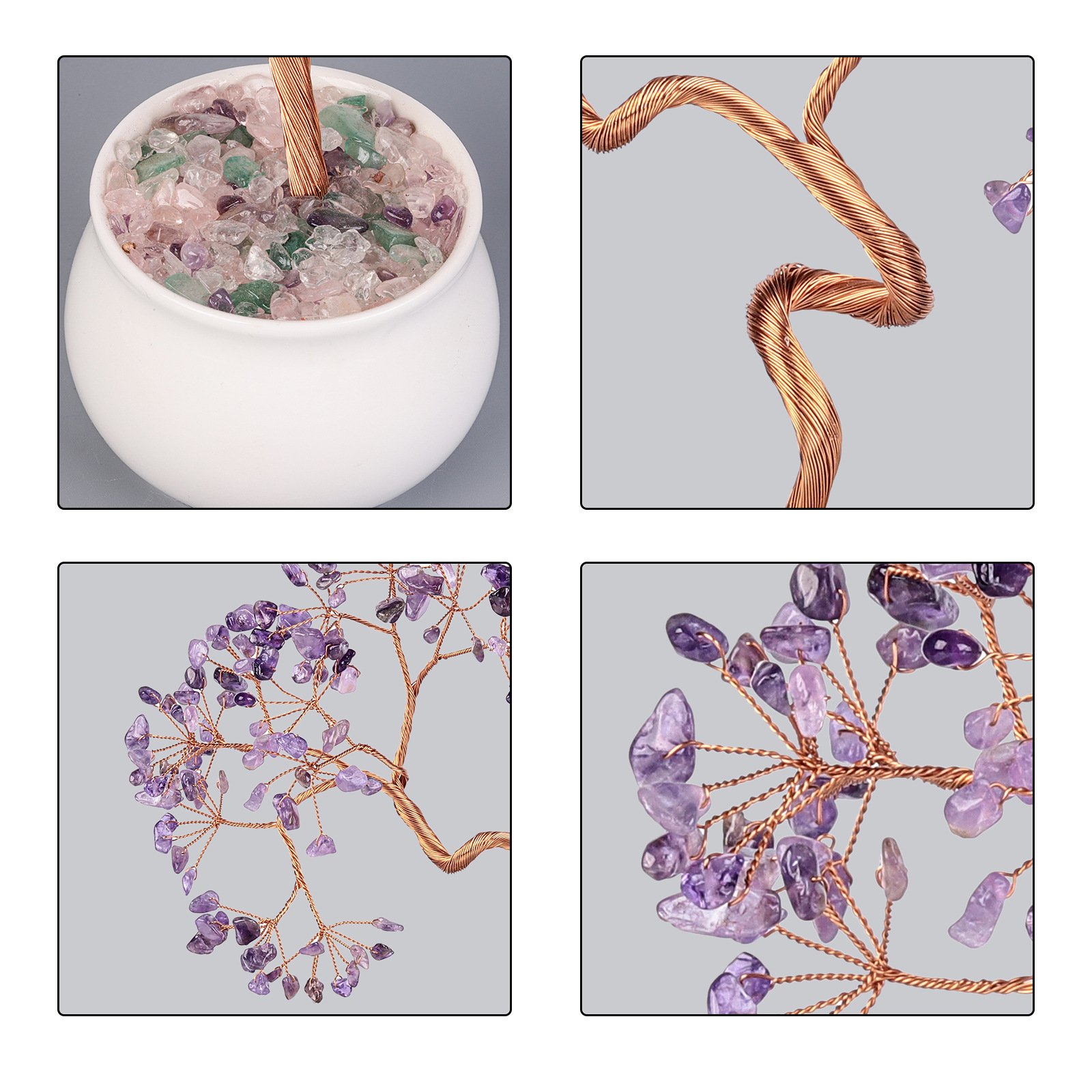 Natural crystal life tree with a white ceramic flower pot base – Stimulate enthusiasm and add vitality to life - taoistcrystal.com Natural crystal life tree with a white ceramic flower pot base – Stimulate enthusiasm and add vitality to life