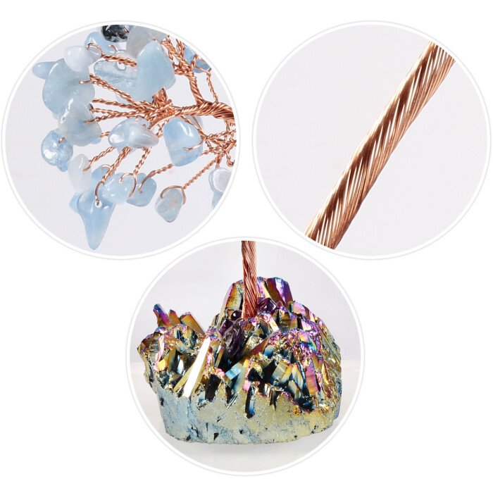 Crystal Life Tree with Electro – plated Colorful Raw Ore Crystal Cluster Base – Bring the blessing of a peaceful and stable state of mind